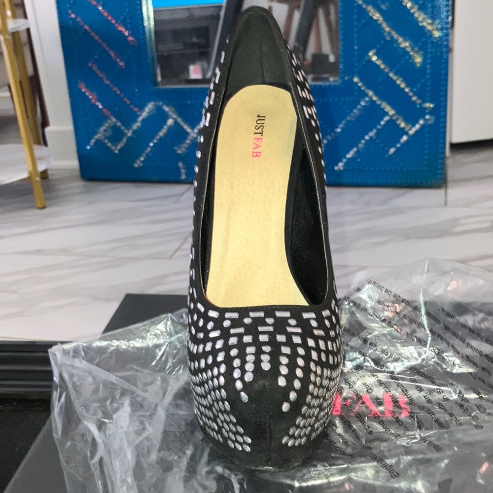 JustFab Black and White Polka Dot Heels